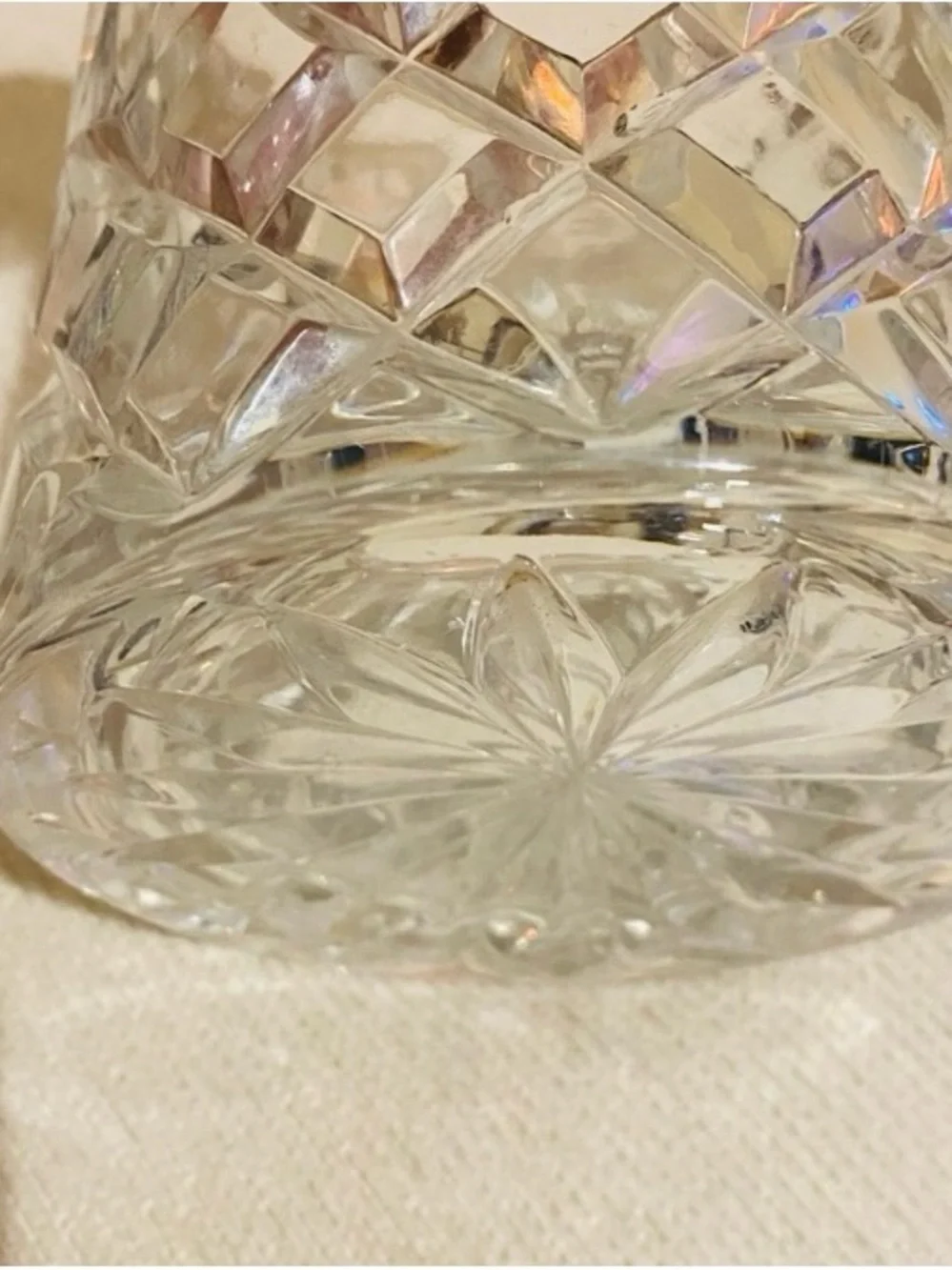 Vintage Clear Crystal Cut champagne cooler heavy Glass Decorative Vase by